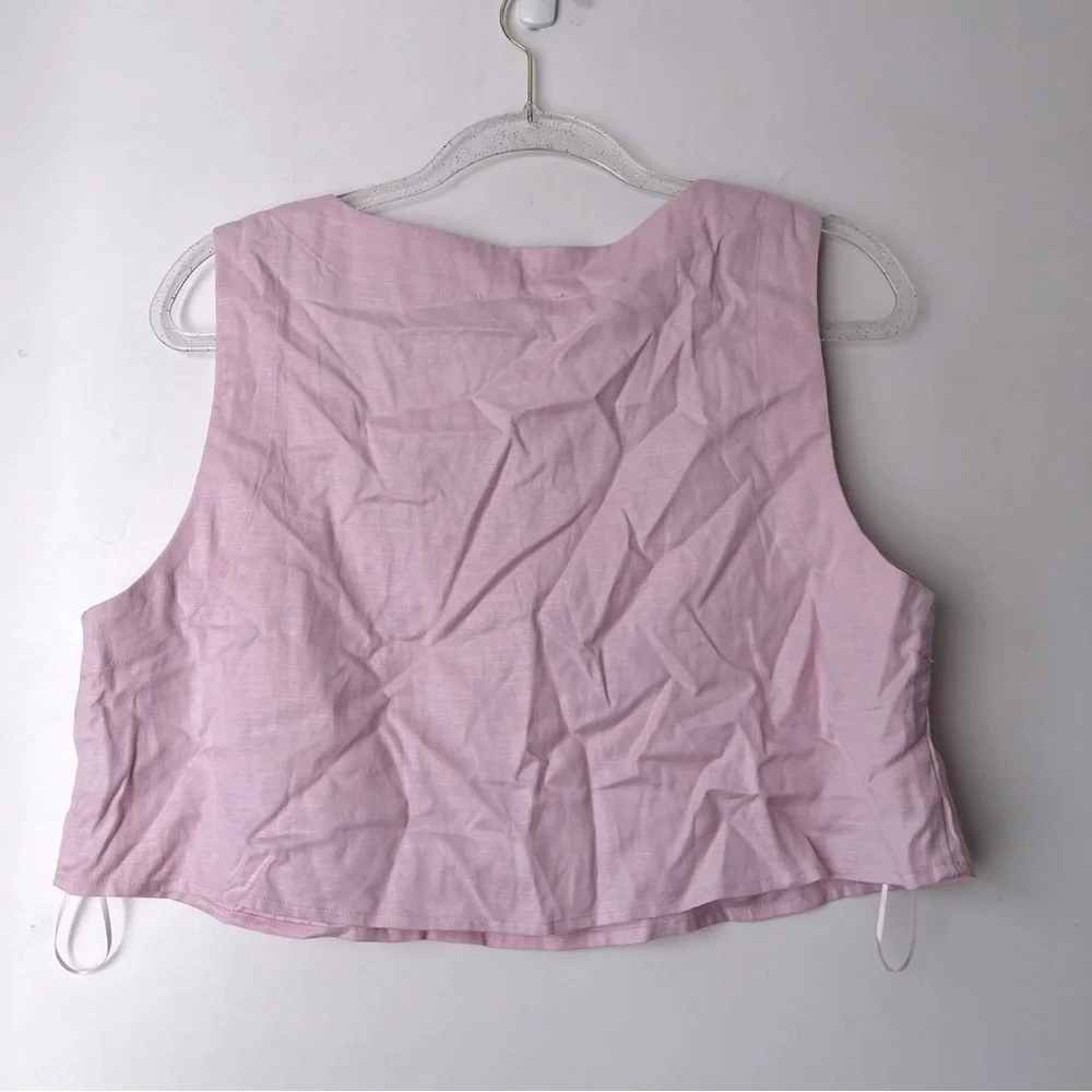 Petal & Pup Polly Pink Square Neck Linen Blend Crop Tank Top XL